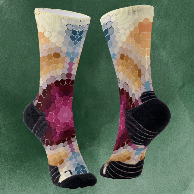 Hex Mandala Orange Pink and Blue Socks (Creator Uploaded)