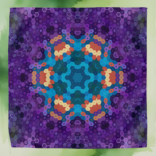 Hex Mandala Purple Blue and Orange Bandana