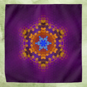 Hex Mandala Purple Orange and Blue Bandana
