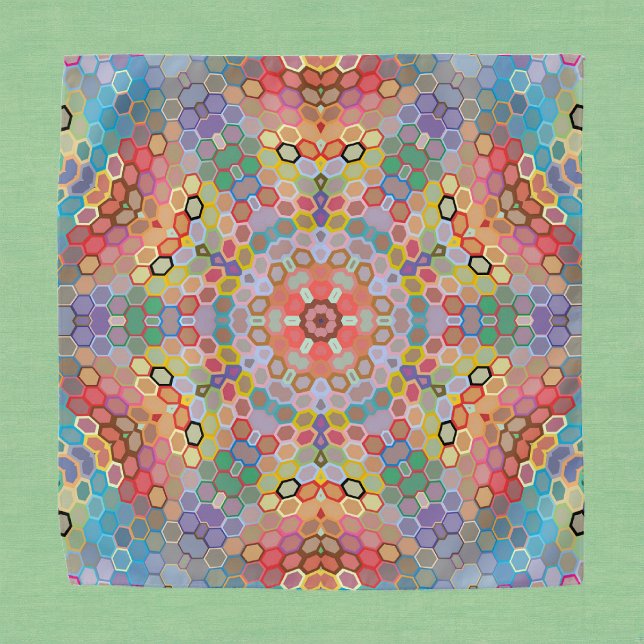 Hex Mandala Rainbow Bandana (Rainbow Hexagon Mandala Bandana by Wormhole Orbital)