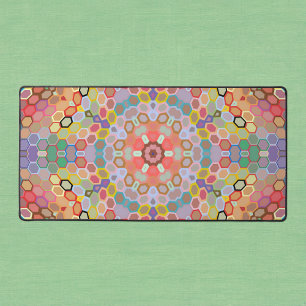 Hex Mandala Rainbow Desk Mat