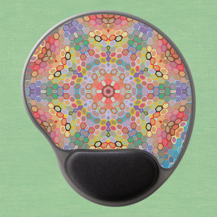 Hex Mandala Rainbow Gel Mouse Pad