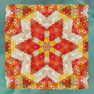 Hex Mandala Red and Yellow Bandana
