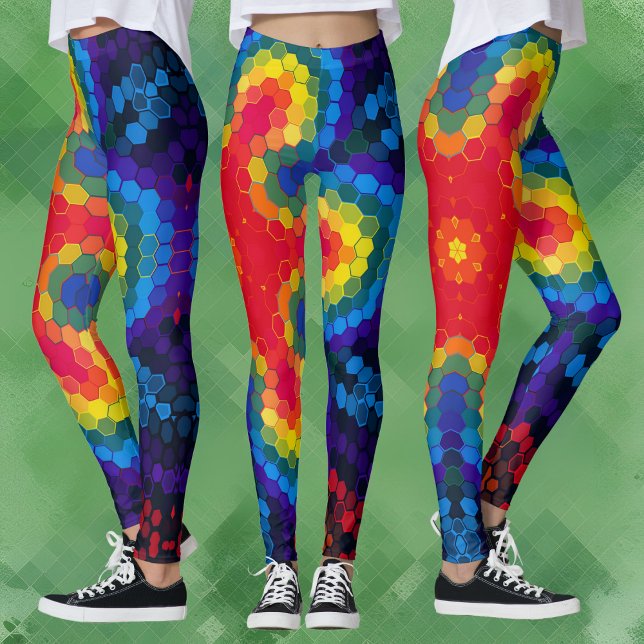 Hex Mandala Red Yellow and Blue Leggings (Creator Uploaded)