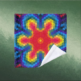 Hex Mandala Red Yellow and Blue Wash Cloth