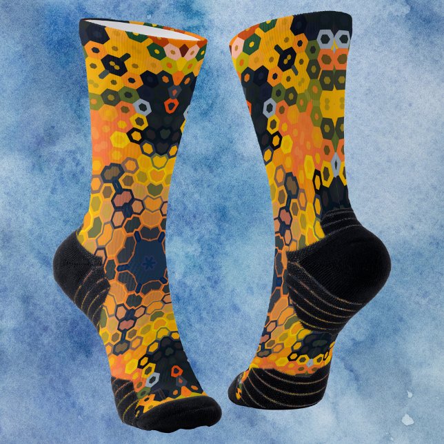 Hex Mandala Yellow and Orange Socks (Creator Uploaded)