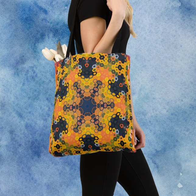 Hex Mandala Yellow and Orange Tote Bag (Creator Uploaded)