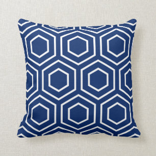 Hex Pattern Geometric Pillow in Royal Blue