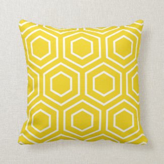 Hex Pattern Geometric Throw Pillow in Lemon Yellow