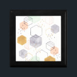Hex Scatter Gift Box<br><div class="desc">Hex Scatter I by Gabrielle McClure. Hexagons of various shapes and designs scattered across a white background.</div>
