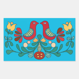 Hex Sign, Love Birds, Rectangular Sticker