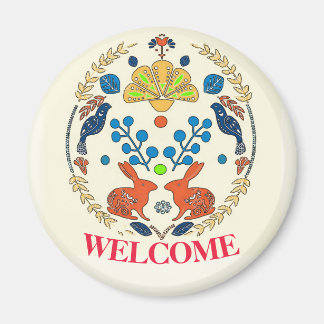 Hex Sign Polish Welcome Rabbits Magnet