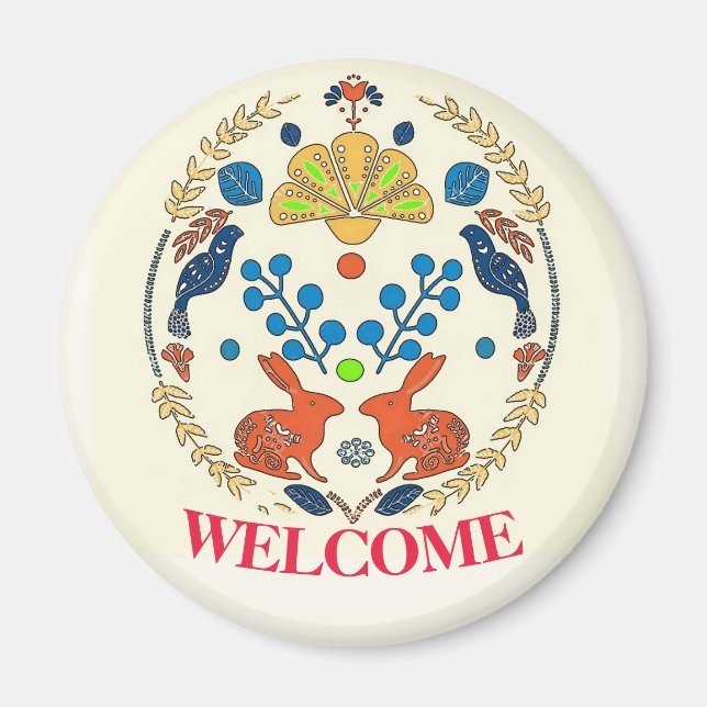 Hex Sign Polish  Welcome Rabbits Magnet (Front)