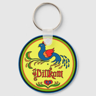 Hex Sign Welcome Bird Keychain