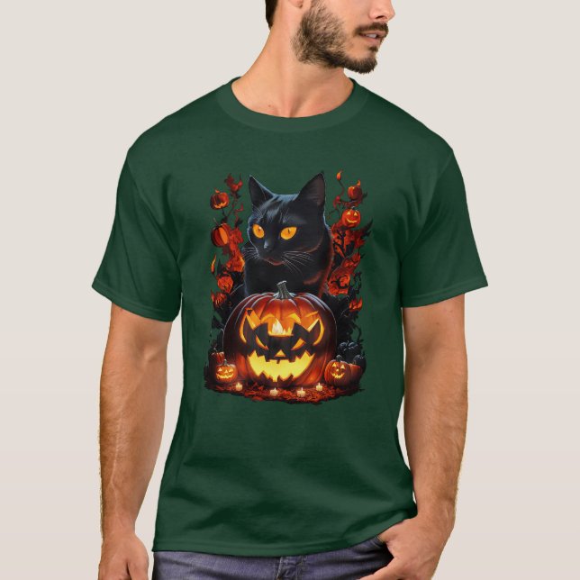Hex, the Halloween black cat T-shirt (Front)