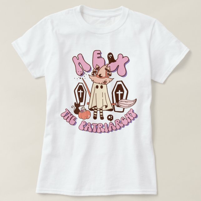 Hex The Patriarchy, Groovy Witch Halloween T-Shirt (Design Front)