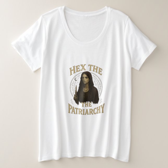 Hex the Patriarchy – Wiccan Witch Illustration  Plus Size T-Shirt (Design Front)