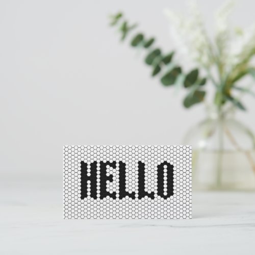 Hex tile black and white modern hello design light business card