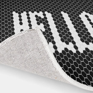 Hex tile black and white modern hello design rug