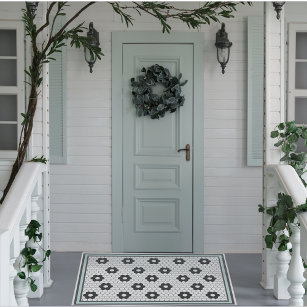 Hex tile design mint baby blue doormat