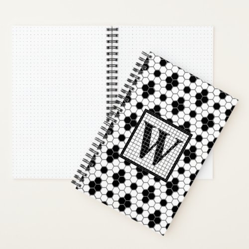 Hex Tile Print Monogram Bullet Journal Notebook