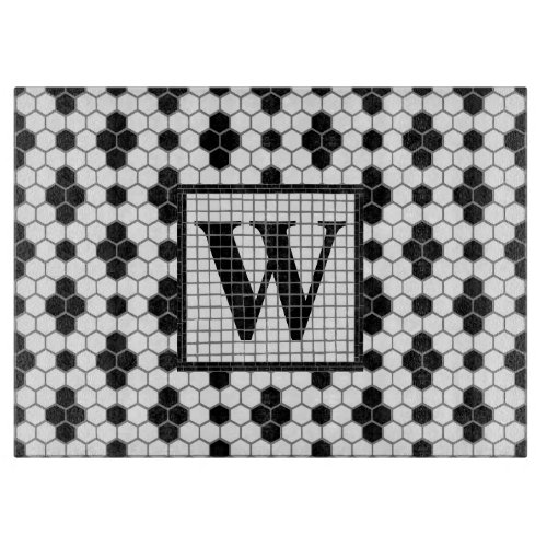Hex Tile Print Monogram Cutting Board
