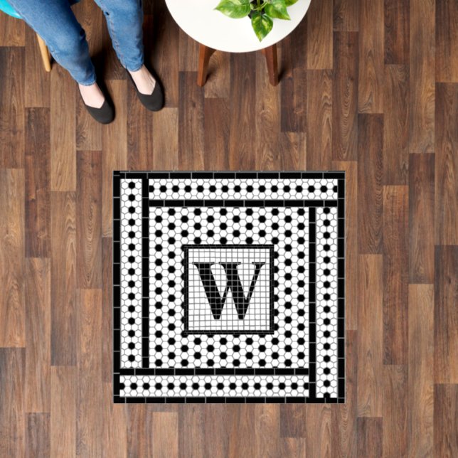 Hex Tile Print Monogram Floor Decals (Floor)