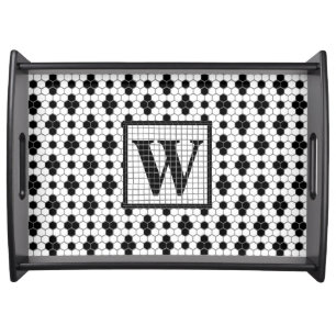 Hex Tile Print Monogram Tray