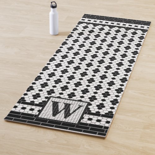 Hex Tile Print Monogram Yoga Mat