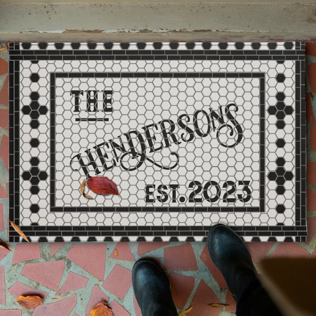 Hex Tile Print Personalized Door Mat (Creator Uploaded)