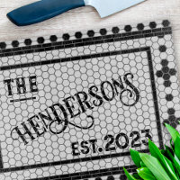 Hex Tile Print Personalized Glass Cutting Board