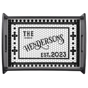 Hex Tile Print Personalized Serving Tray