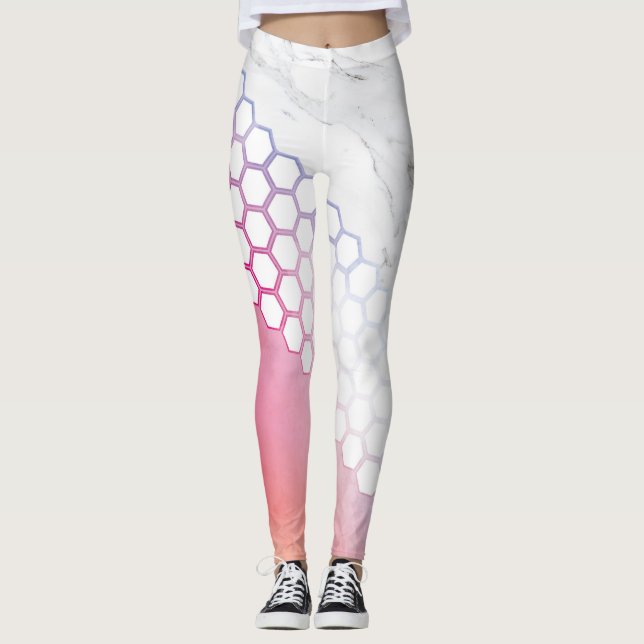 Hex Watercolour Marble Sport Leggings (Front)