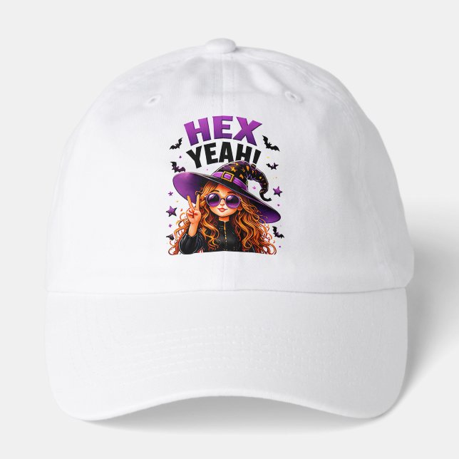 Hex Yeah Funny Witch Halloween Magic Quote Hat (Front)