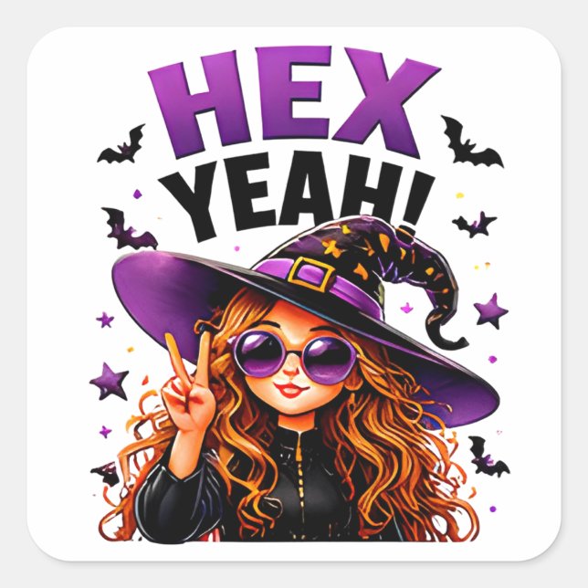 Hex Yeah Funny Witch Halloween Magic Quote Square Sticker (Front)