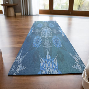 Hexa triangles yantra petals inscription yoga mat