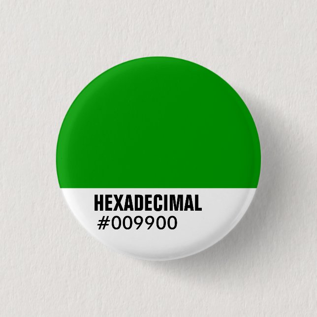HEXADECIMAL Color Template Pinback Button (Front)