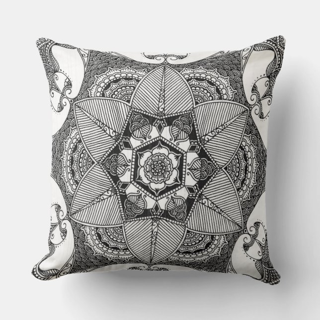 Hexaflower Throw Pillow (Front)