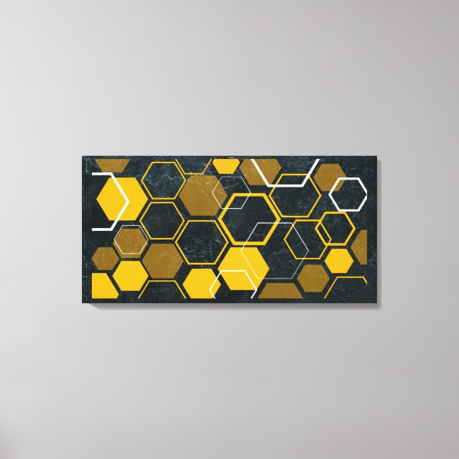 HexaFlux: Futuristic Hexagonal Flow Canvas Print (Front)