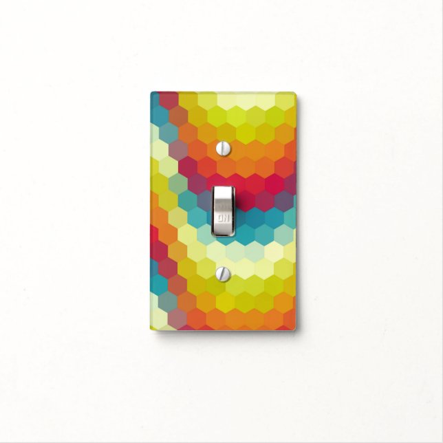 Hexagon Abstract Art Light Switch Cover (In Situ)