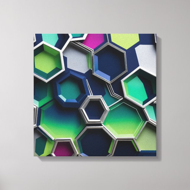 Hexagon abstract canvas print (Front)