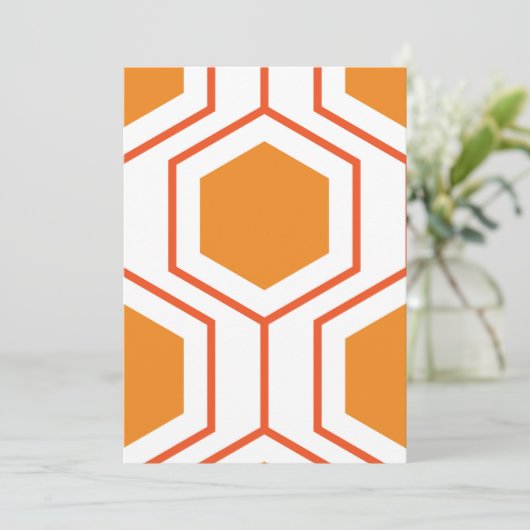 Hexagon abstract geometrical pattern in orange and (Standing Front)