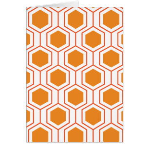 Hexagon abstract geometrical pattern in orange and cards