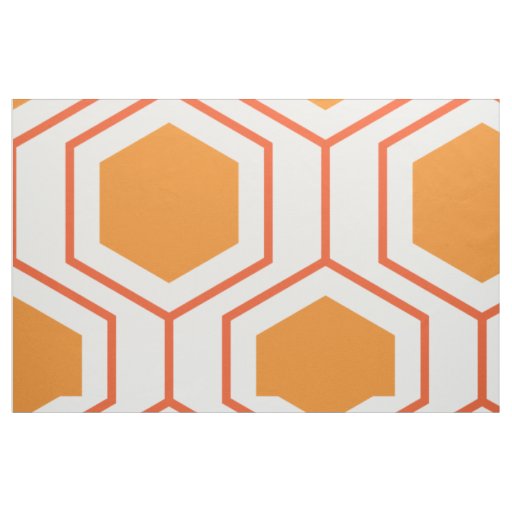 Hexagon abstract geometrical pattern in orange and fabric