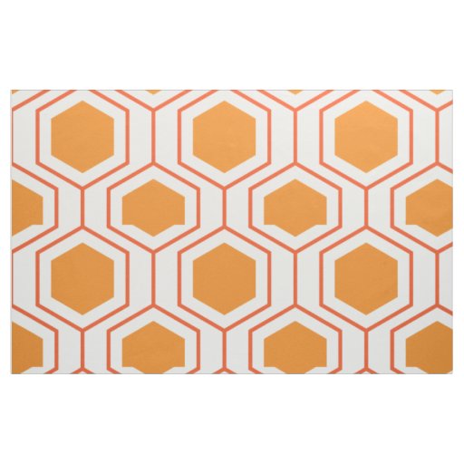 Hexagon abstract geometrical pattern in orange and fabric