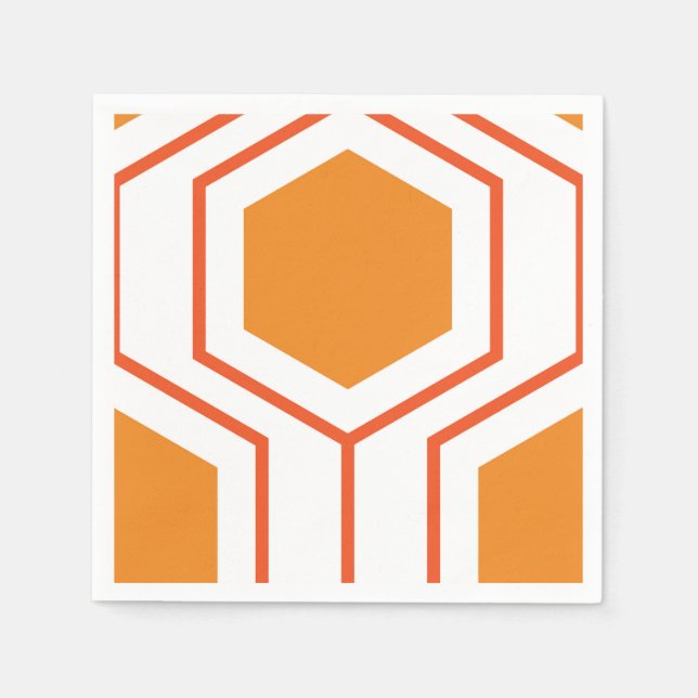 Hexagon abstract geometrical pattern in orange and napkins (Front)