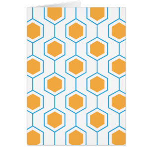Hexagon abstract geometrical pattern in orange blu cards