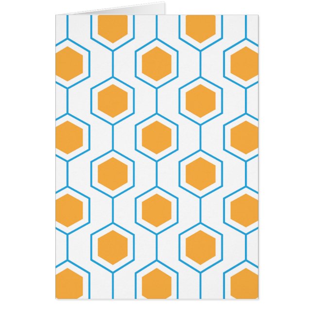 Hexagon abstract geometrical pattern in orange blu cards (Front)