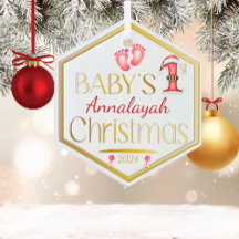 Hexagon Baby 1st Christmas Personalized Keepsake |