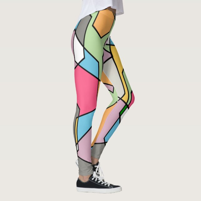 Hexagon Bauhaus - Pastels Leggings (Right)